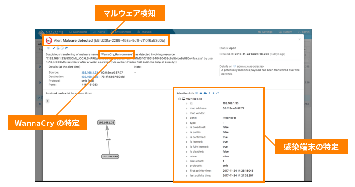 感染端末の特定・WannaCryの特定・感染端末の特定